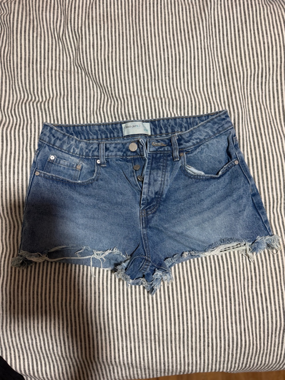 Distressed Light Blue Denim Jean Shorts